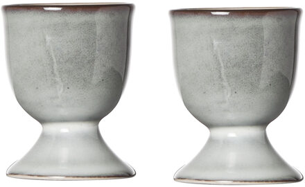 Cosy&Trendy Eierdopje - 4x stuks - aardewerk - grijs/blauw - 5 cm - Houders voor gekookte eieren