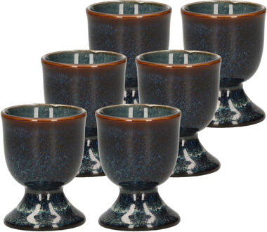 Cosy&Trendy Eierdopje - 6x stuks - aardewerk - donkerblauw - 5 cm - Houders voor gekookte eieren