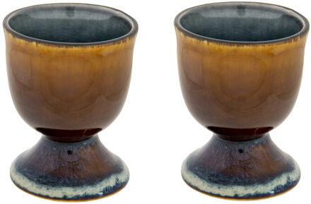 Cosy&Trendy Eierdopje - 6x stuks - aardewerk - grijs/blauw - 5 cm - Houders voor gekookte eieren