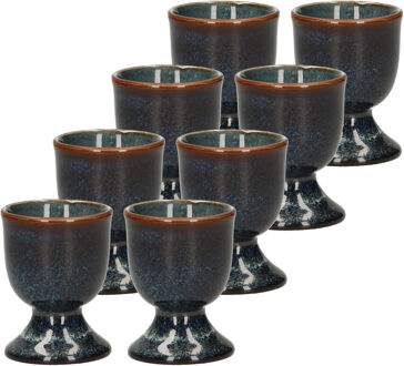 Cosy&Trendy Eierdopje - 8x stuks - aardewerk - donkerblauw - 5 cm - Houders voor gekookte eieren