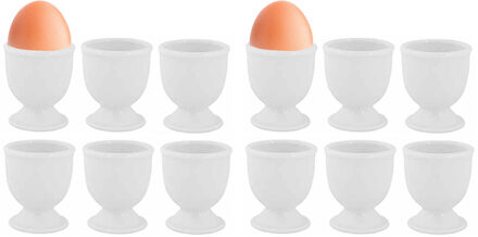 Cosy&Trendy Eierdopje - set van 12x stuks - porselein - wit - 5 x 6 cm