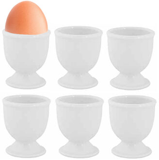 Cosy&Trendy Eierdopje - set van 6x stuks - porselein - wit - 5 x 6 cm