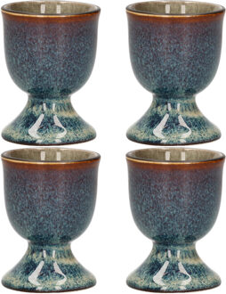 Cosy&Trendy Eierdopje van porselein - 8x stuks - bruin - 5 cm - Houders voor gekookte eieren - Ontbijt en lunch