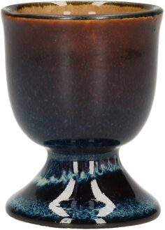 Cosy&Trendy Eierdopje van porselein - bruin/blauw - 5 cm - Houders voor gekookte eieren - Ontbijt en lunch