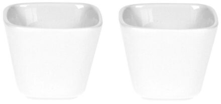 Cosy&Trendy Eierdopjes - 6x stuks - porselein - wit - 5 x 5 cm - Voor gekookte eieren - Ontbijt