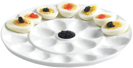 Cosy&Trendy Eieren/hapjes serveerschaal wit 26 cm - Serveerschalen/serveerbladen - porselein