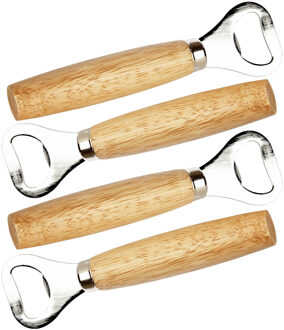 Cosy&Trendy Flessenopener - 4x - hout/metaal - 14 cm - keuken gerei