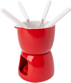 Cosy&Trendy Fondue set - Chocolade - rood - porselein - Dia 11 cm