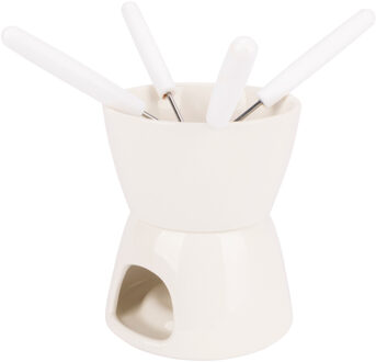 Cosy&Trendy Fondue set - Chocolade - wit - porselein - Dia 11 cm