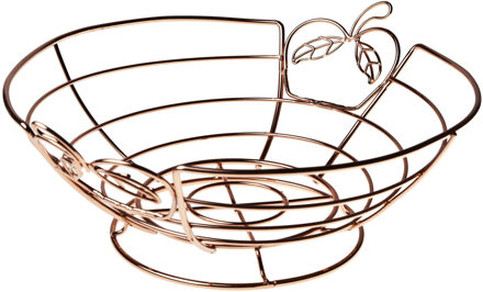 Cosy&Trendy Fruitmand - koper - 26 x 13 cm - rond - metaal - fruitschaal - draadmand