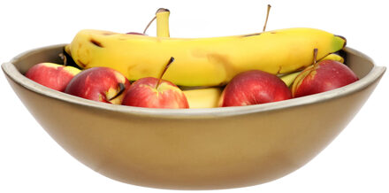 Cosy&Trendy Fruitschaal - bamboe hout - 25 x 18 x 8 cm - goud - ovaal