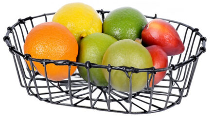 Cosy&Trendy Fruitschaal - stevig metaal - zwart - ovaal