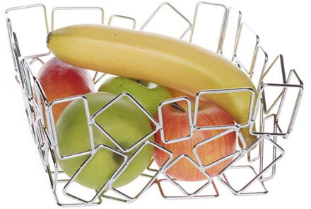 Cosy&Trendy Fruitschaal Streetart - metaal - L21 x B21 x H11 cm - zilver - vierkant