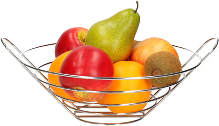 Cosy&Trendy fruitschaal - zilver - metaal - 33 x 27 x 12 cm - rond - fruitmand