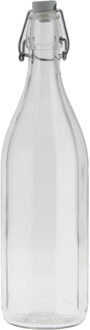 Cosy&Trendy Glazen fles transparant met beugeldop van 1 liter/1000 ml