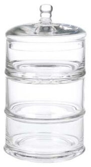 Cosy&Trendy glazen voorraadpot/snoeppot 3 laags - 12 x 22 cm - bonbonniere