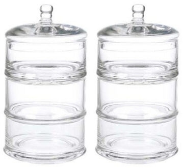 Cosy&Trendy glazen voorraadpot/snoeppot 3 laags - 2x - 12 x 22 cm - bonbonniere