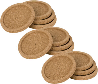 Cosy&Trendy Glazenonderzetters - 12x stuks - bruin - kurk - 10 cm