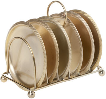 Cosy&Trendy Glazenonderzetters - 6x - goudkleurig - in houder - 10 cm
