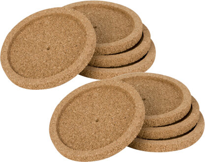 Cosy&Trendy Glazenonderzetters - 8x stuks - bruin - kurk - 10 cm