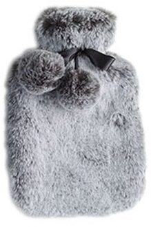 Cosy&Trendy Heet water kruik met pluche hoes 2 liter zilver grijs - Kruiken