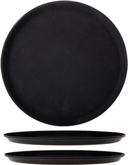 Cosy&Trendy Horeca dienblad antislip - 3x - rond - zwart - kunststof - D35 cm