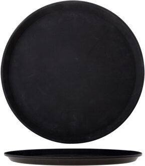 Cosy&Trendy horeca dienblad antislip rond - 2x - zwart - D35 cm - kunststof - Dienbladen