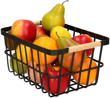 Cosy & Trendy Industriele draadmand/opbergmand - 1x - zwart - metaal - 30 x 20 x 14 cm