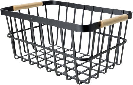 Cosy&Trendy Industriele draadmand/opbergmand - zwart - metaal - 30 x 20 x 14 cm