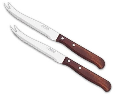 Cosy & Trendy Kaasmes - 2x - 20 cm - RVS - houten handvat - mes om kaas mee te snijden