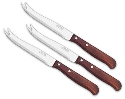 Cosy & Trendy Kaasmes - 3x - 20 cm - RVS - houten handvat - mes om kaas mee te snijden