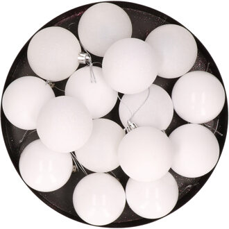 Cosy&Trendy Kerstballen - 12 stuks - wit - mat en glans - 6 cm