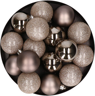 Cosy&Trendy Kerstballen - 12ST- champagne - mix - 6 cm - Kerstbal Champagnekleurig