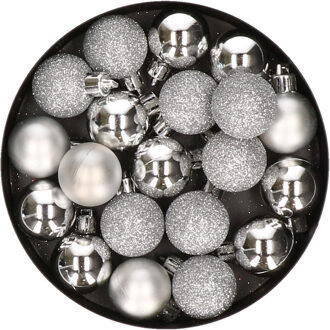 Cosy&Trendy Kerstballen - 20 st - zilver - kunststof - 3 cm
