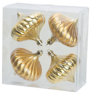 Cosy&Trendy Kerstballen - 4 stuks - goud - tol - 10 cm - kunststof