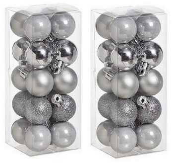 Cosy&Trendy Kerstballen - 40x - 20 st - zilver - kunststof - 3 cm