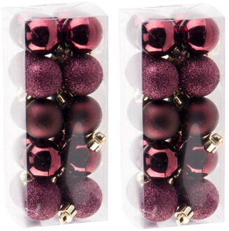 Cosy&Trendy Kerstballen - 40x - aubergine roze - kunststof - mat - glans - glitter - onbreekbaar