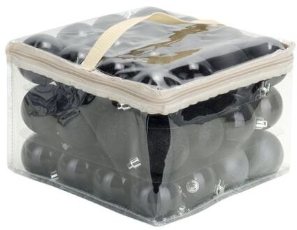 Cosy&Trendy Kerstballen - 48 stuks - zwart - in opbergtas - 6 cm
