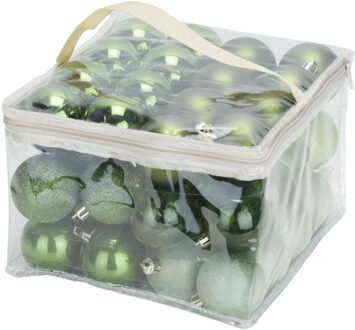 Cosy&Trendy kerstballen - 48x st - groen - D6 cm - in opbergtas - kerstversiering