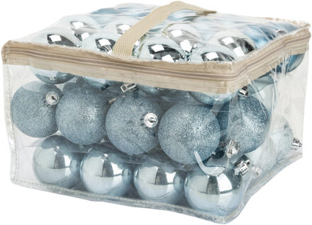Cosy&Trendy kerstballen - 48x st - lichtblauw - D6 cm - in opbergtas - kerstversiering