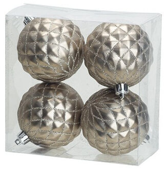Cosy&Trendy Kerstballen - 4x st - zilver - D8 cm - kunststof - luxe afwerking - kerstboomversiering