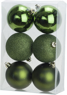 Cosy&Trendy Kerstballen - 6x st - appelgroen - 8 cm - kunststof - kerstversiering