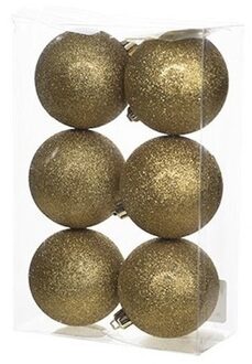 Cosy&Trendy Kerstballen - 6x st - goud - glitters - 8 cm - Kerstbal Goudkleurig