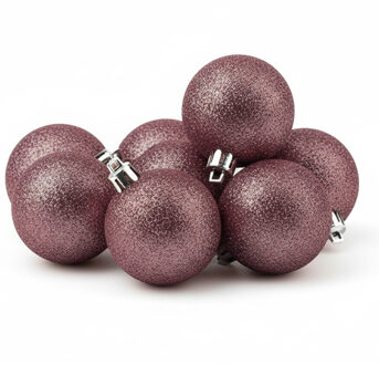 Cosy&Trendy Kerstballen - 6x st - roze - glitters - D6 cm - kunststof - kerstversiering