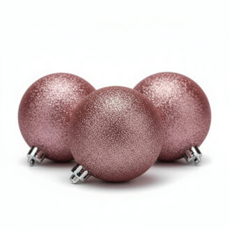 Cosy&Trendy Kerstballen - 6x st - roze - glitters - D8 cm - kunststof - kerstversiering