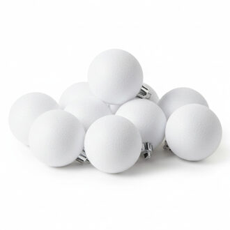 Cosy&Trendy Kerstballen - 6x st - wit - glitters - D6 cm - kunststof - kerstversiering