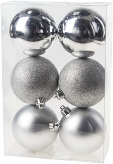 Cosy&Trendy Kerstballen - 6x st - zilver - 8 cm - kunststof - kerstversiering