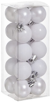 Cosy&Trendy Kerstballen mini - 20x - wit - D3 cm - kunststof - kerstversiering