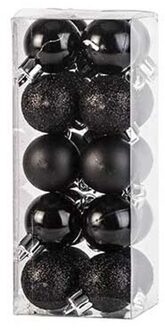 Cosy&Trendy Kerstballen mini - 20x - zwart - D3 cm - kunststof - kerstversiering