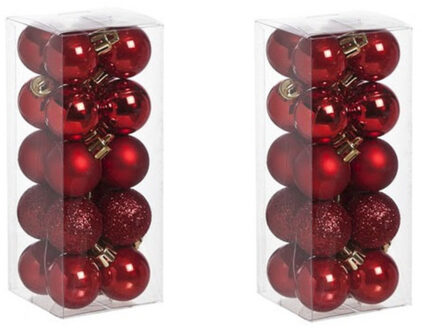 Cosy&Trendy Kerstballen mini - 40x - rood - D3 cm - kunststof - kerstversiering